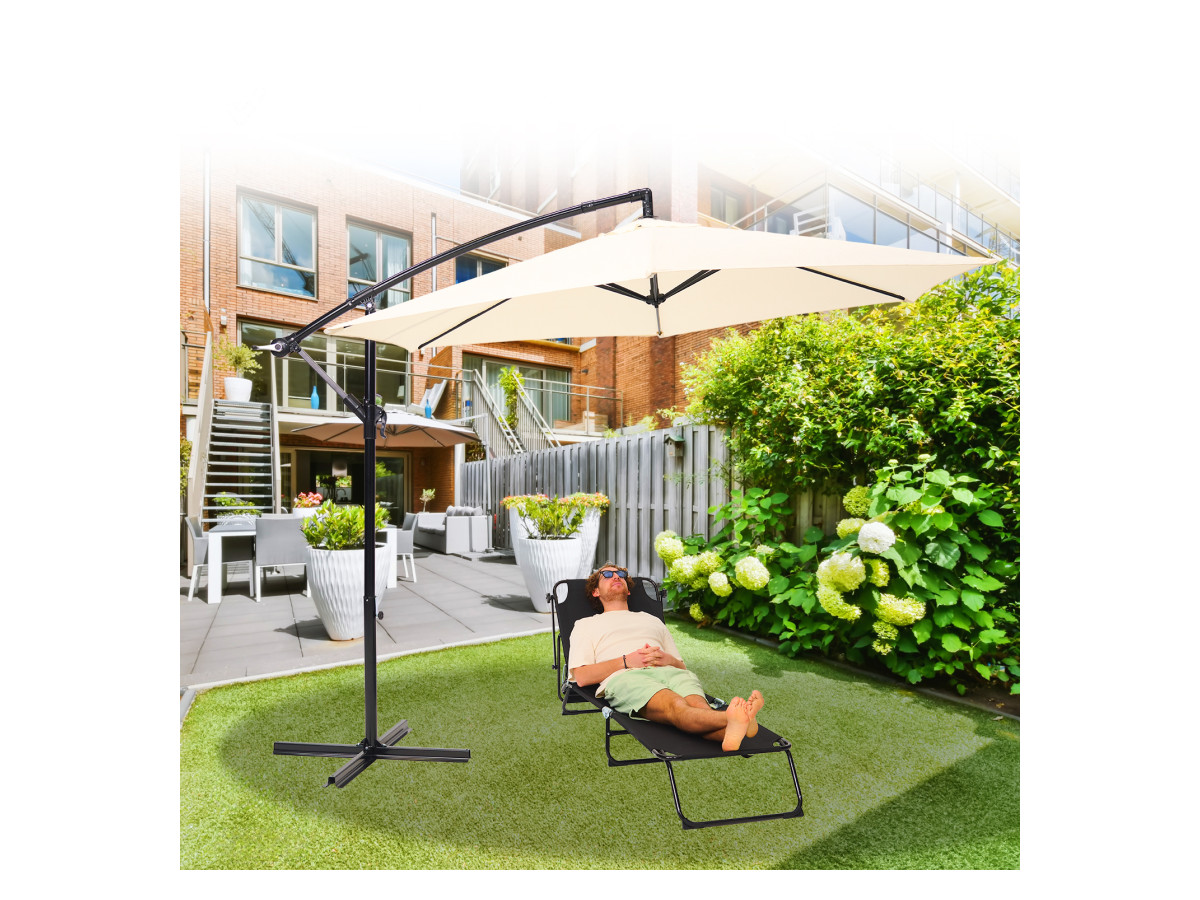 Brixy 300 cm zweefparasol met voet - Cream