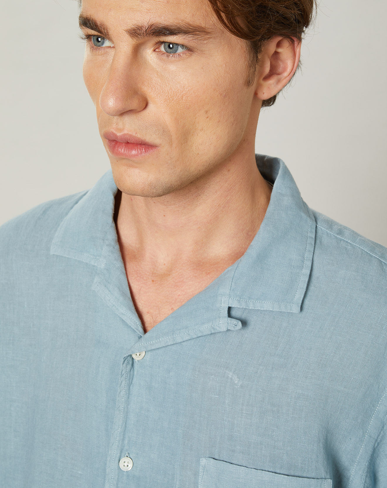 Hartford Chemise regular 100% Lin Palm Pat oyster