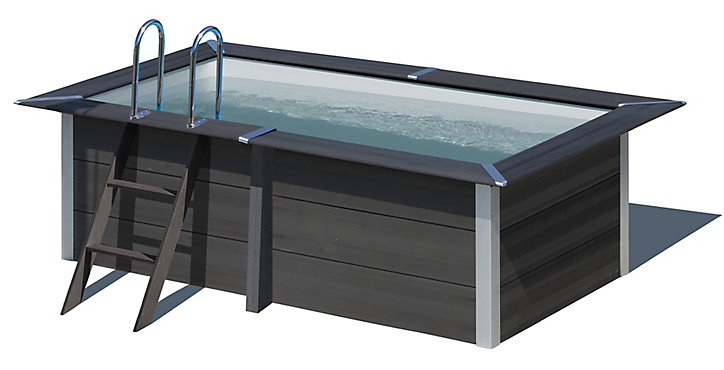 Piscine hors sol composite gris rectangulaire Gré 3,26 x 1,86 x h.0,96 m