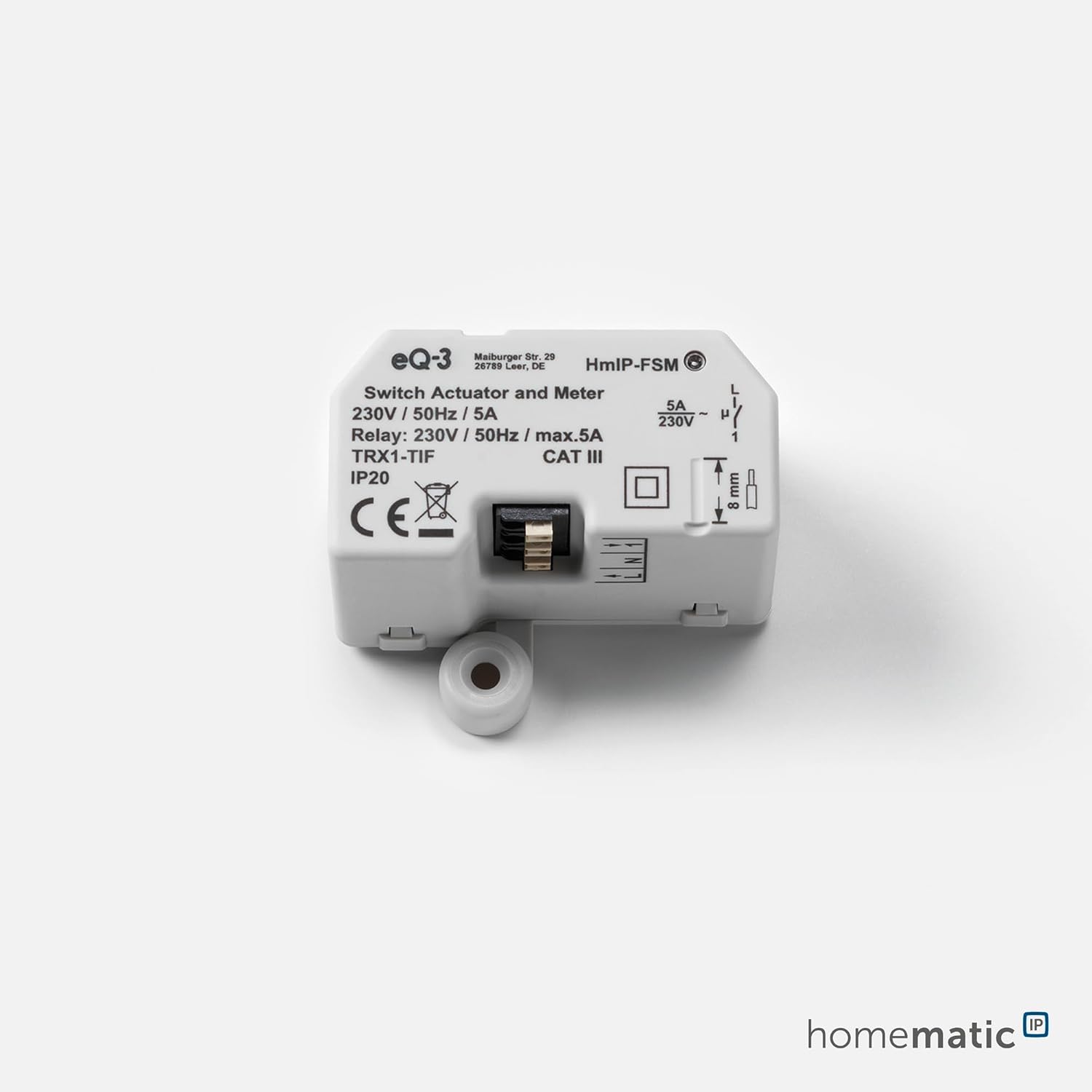 Homematic IP Schalt-Mess-Aktor – Unterputz, Packung mit 5, Smart Home, Aktor misst Strom, steuert Geräte und Leuchten per App, Alexa &  Home, Energie sparen, 142721A0