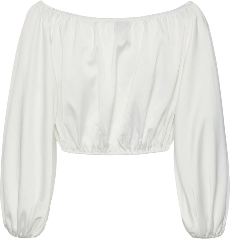 Pieces PCMARI LS OFF SHOULDER CR TOP D2D D Hvid