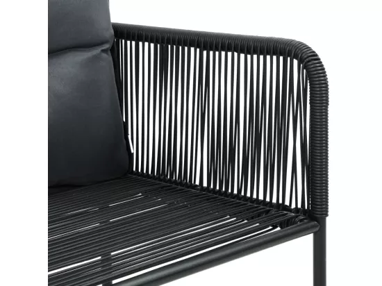 Salon de jardin 3 pcs PVC Résine tressée Noir et marron