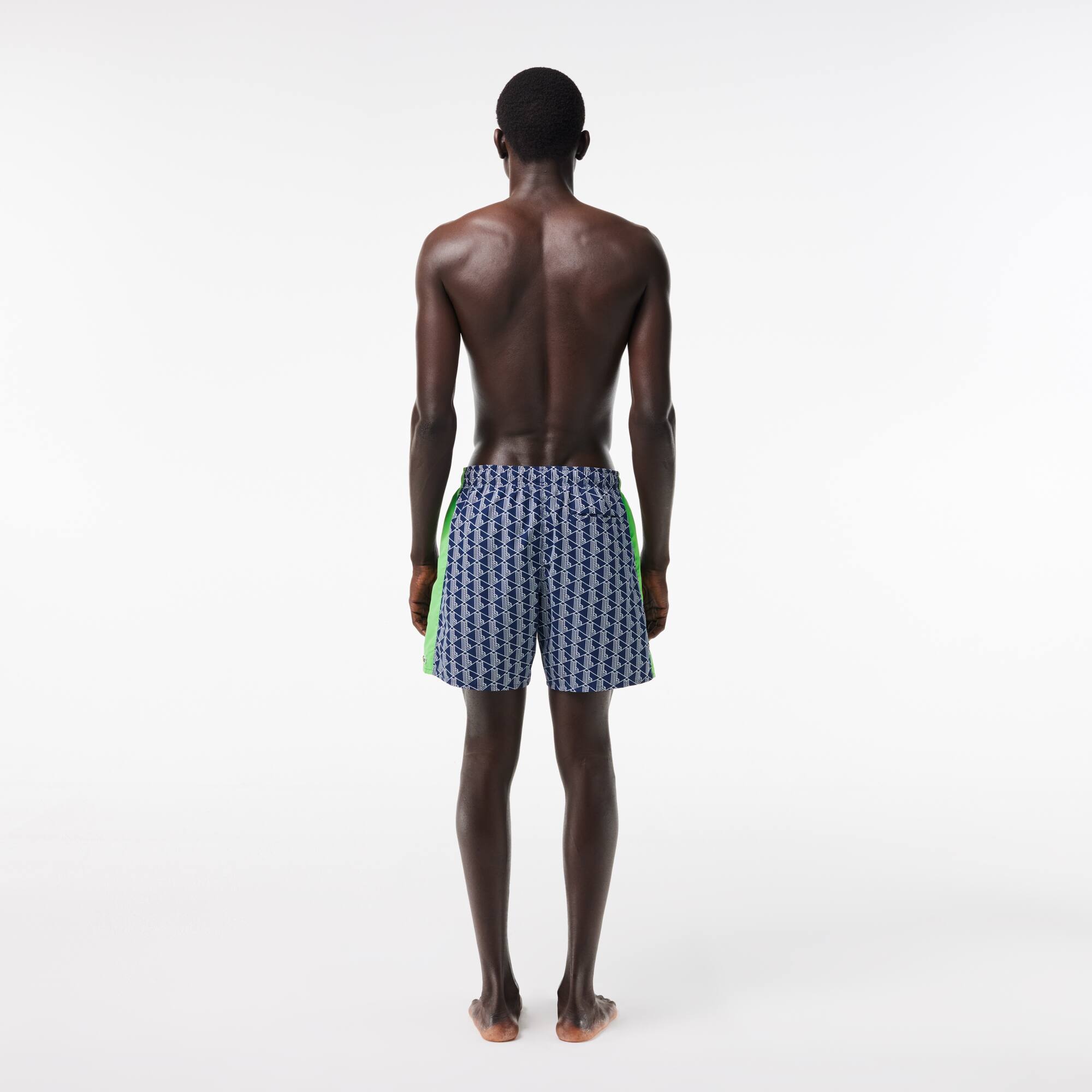 LACOSTE Badehose mittellang mit Monogramm-Aufdruck Badebekleidung - Blau - Lacoste - Herren
