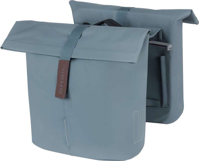 Basil - City Dubbele Fietstas - Graphite Blue - Vegan Leather - 32L