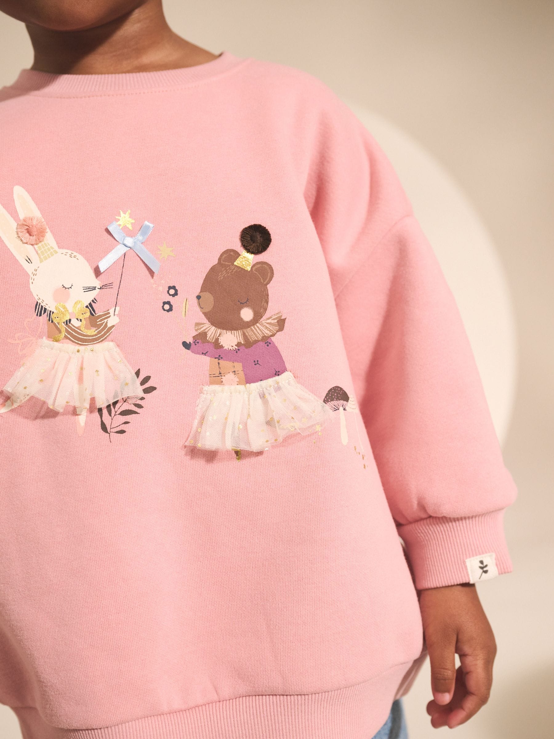 Roze sprookjesfiguren - Sweatshirt met ronde hals (3 mnd-7 jr)