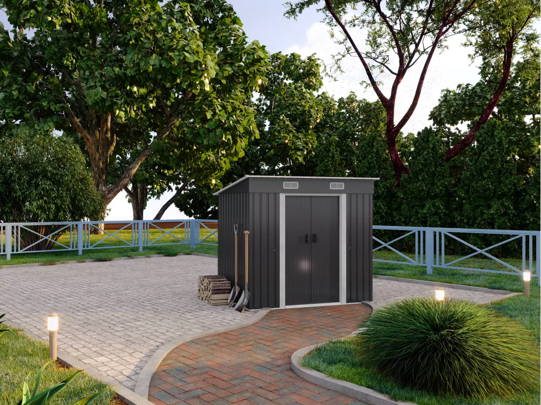 Abri de jardin métal en acier galvanisé gris 2,3 m² - MANSO