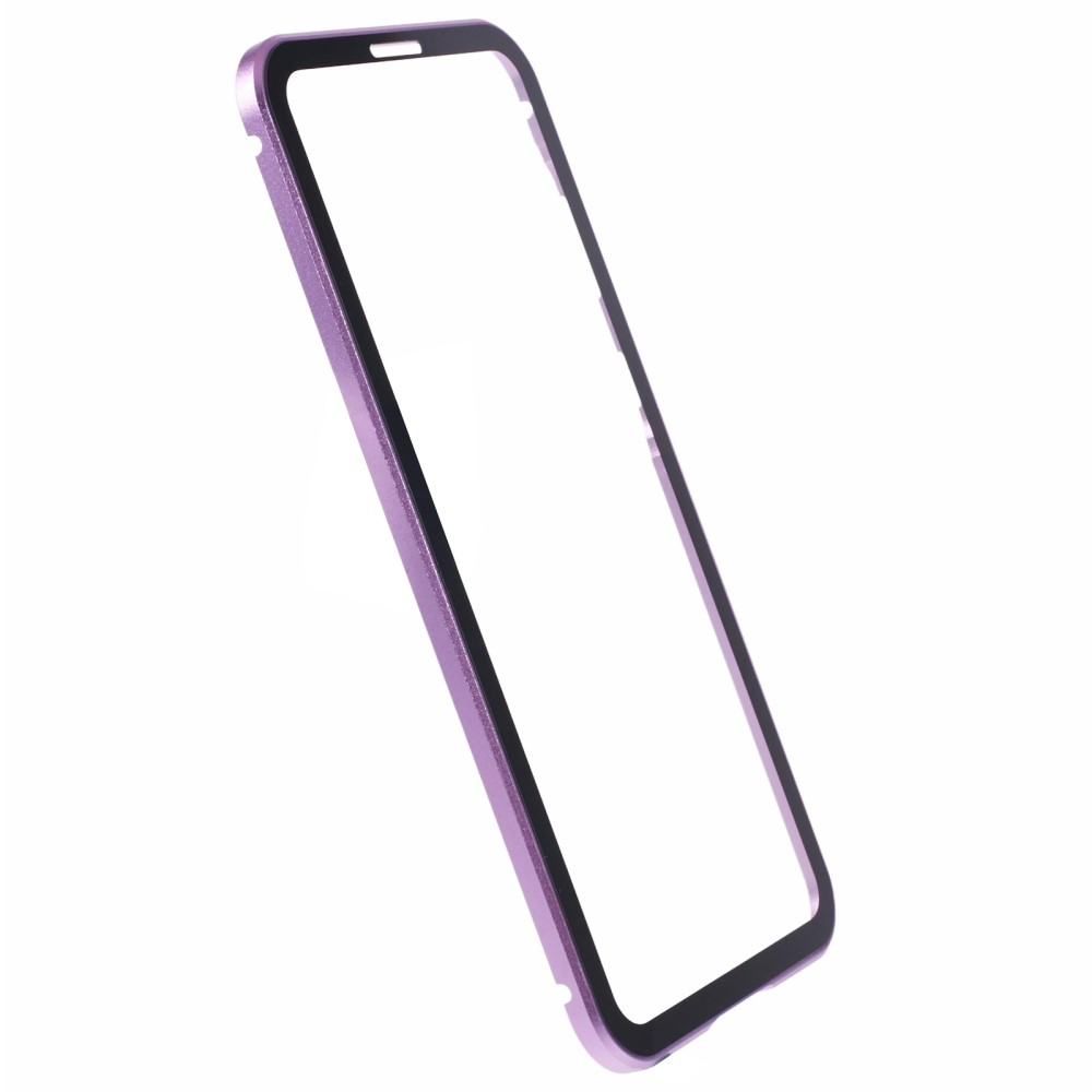 Samsung Galaxy A55 Magnetische Alu Schutzhülle mit Panzer Glas Backcover   Displayschutz (Magnet-Technologie) - Lila