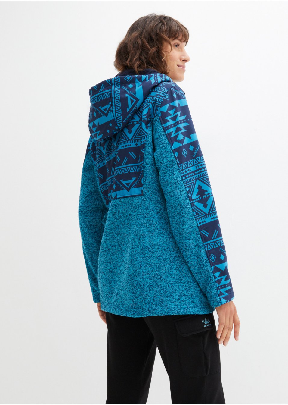 Veste polaire à capuche avec empiècement imprimé