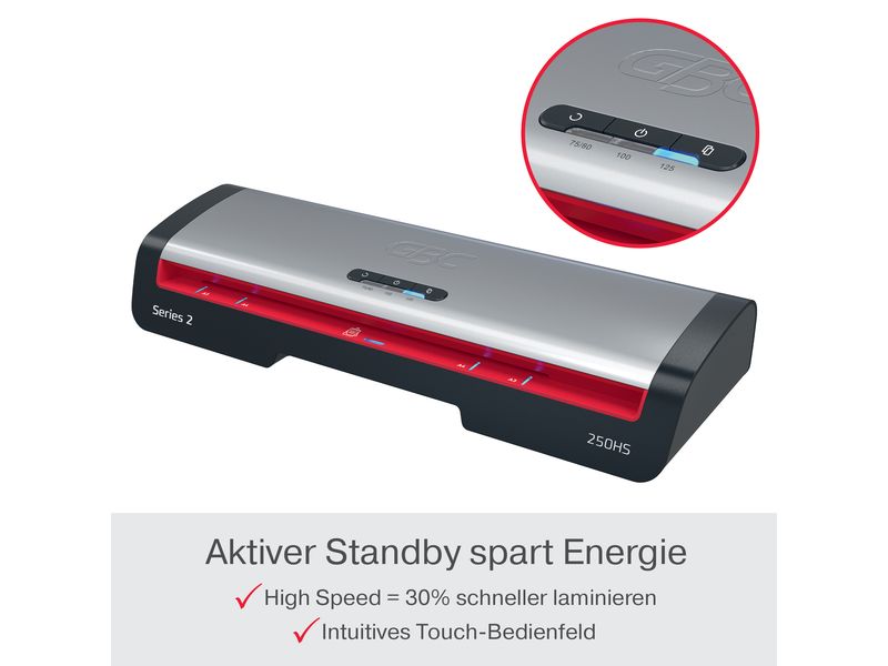 GBC Heisslaminator 250HS A3 125 µm Schnelles A3 Heisslaminiergerät mit automatischer Abschaltung