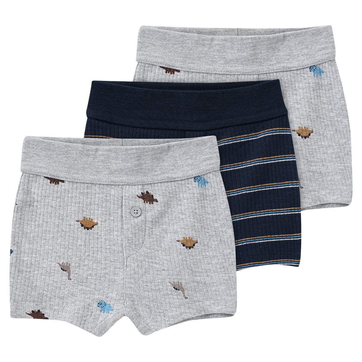 Topomini 3 Baby Boxer gerippt dunkelblau / grau