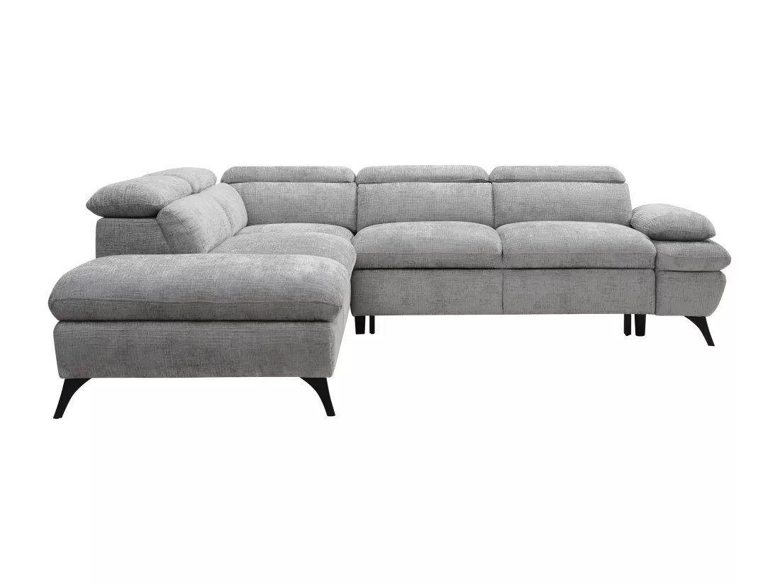Canapé d'angle gauche convertible en tissu texturé gris SURDELI