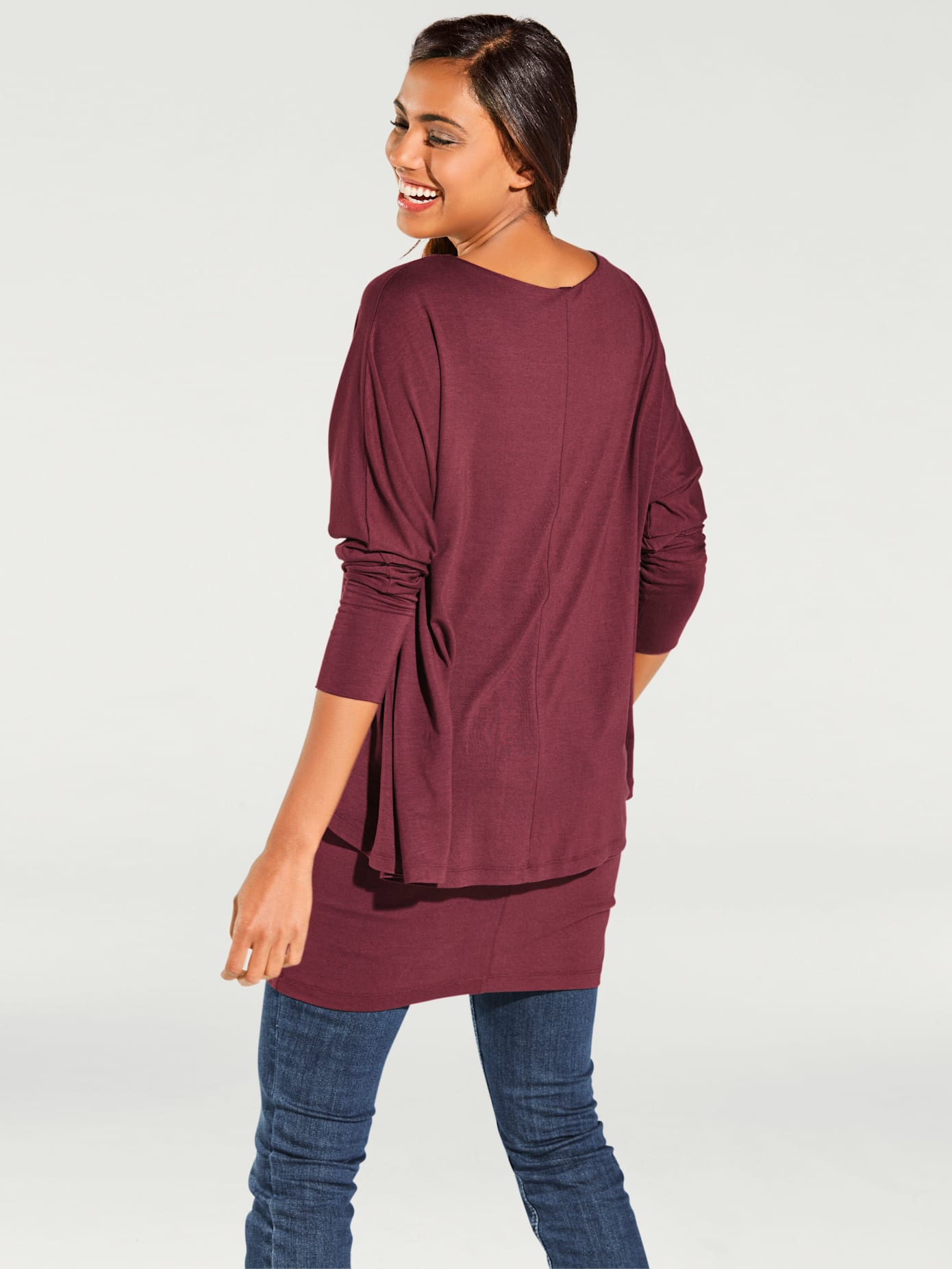 T-shirt à encolure ronde look décontracté tendance, manches chauve-souris