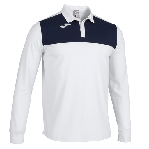 Polo de manga comprida Joma Winner II azul marinho e branco
