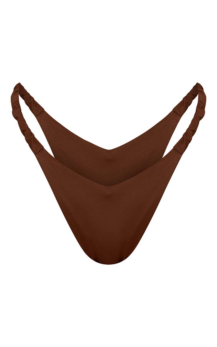 Chocolat Bas De Bikini À Fronces Élastiques Et Décolleté En V