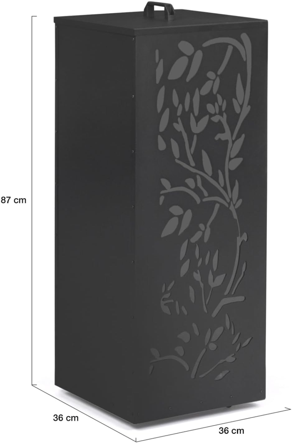 IDMarket - Pelletsbehälter 55 kg schwarz Pelletsaufbewahrung 36 x 36 x 87 cm - Blumenmuster