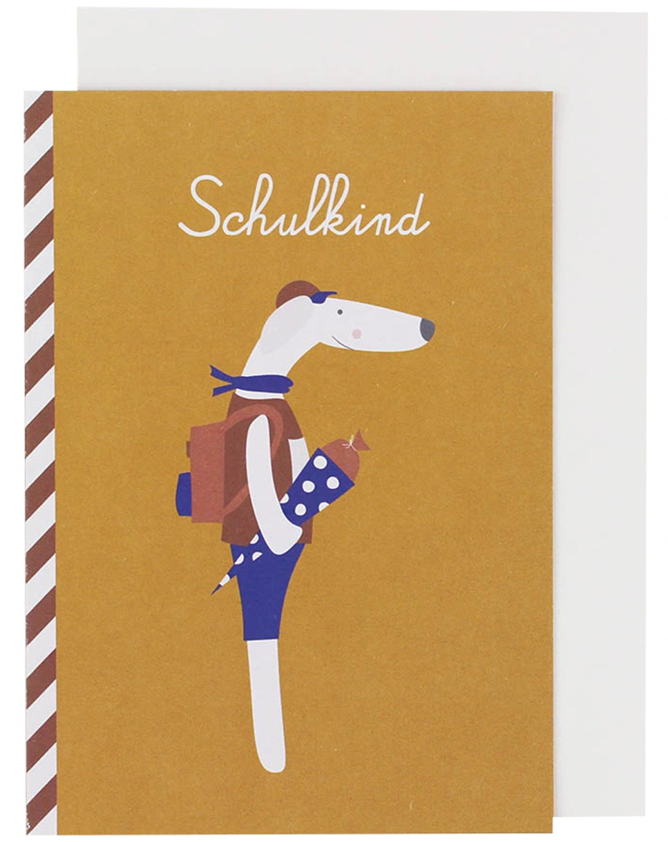 Klappkarte HUND - SCHULKIND 2er-Set in gelb