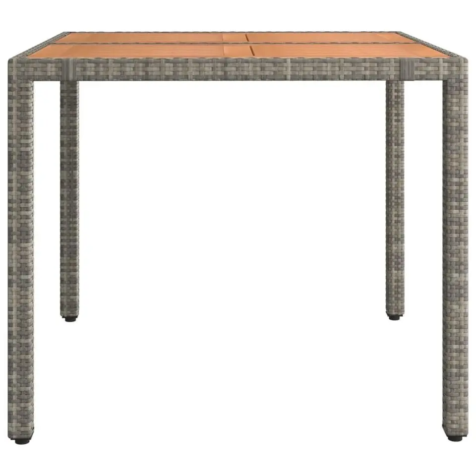 vidaXL - Tuintafel Met Houten Blad - Grijs - Poly rattan en acaciahout