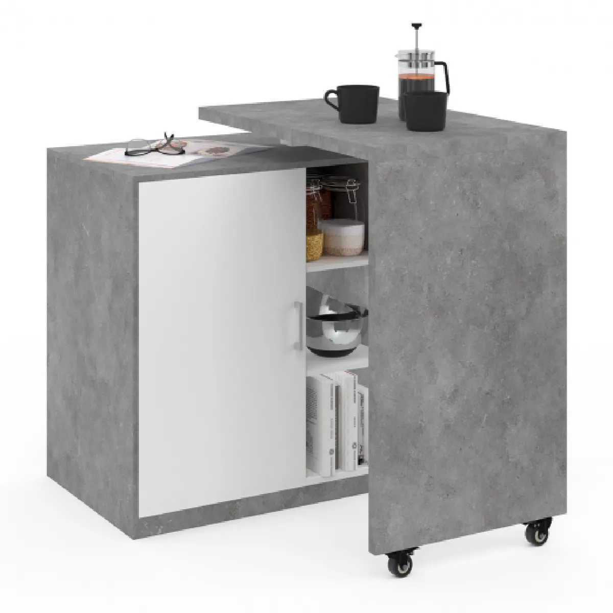 Idmarket Îlot Polo - Béton/Blanc