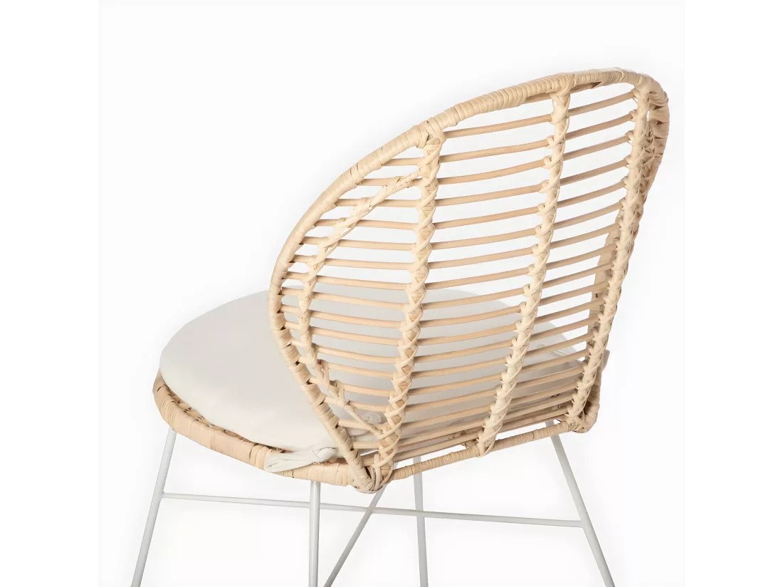 Chaise d'extérieur en fibre naturelle blanc 51x89 cm-Kala