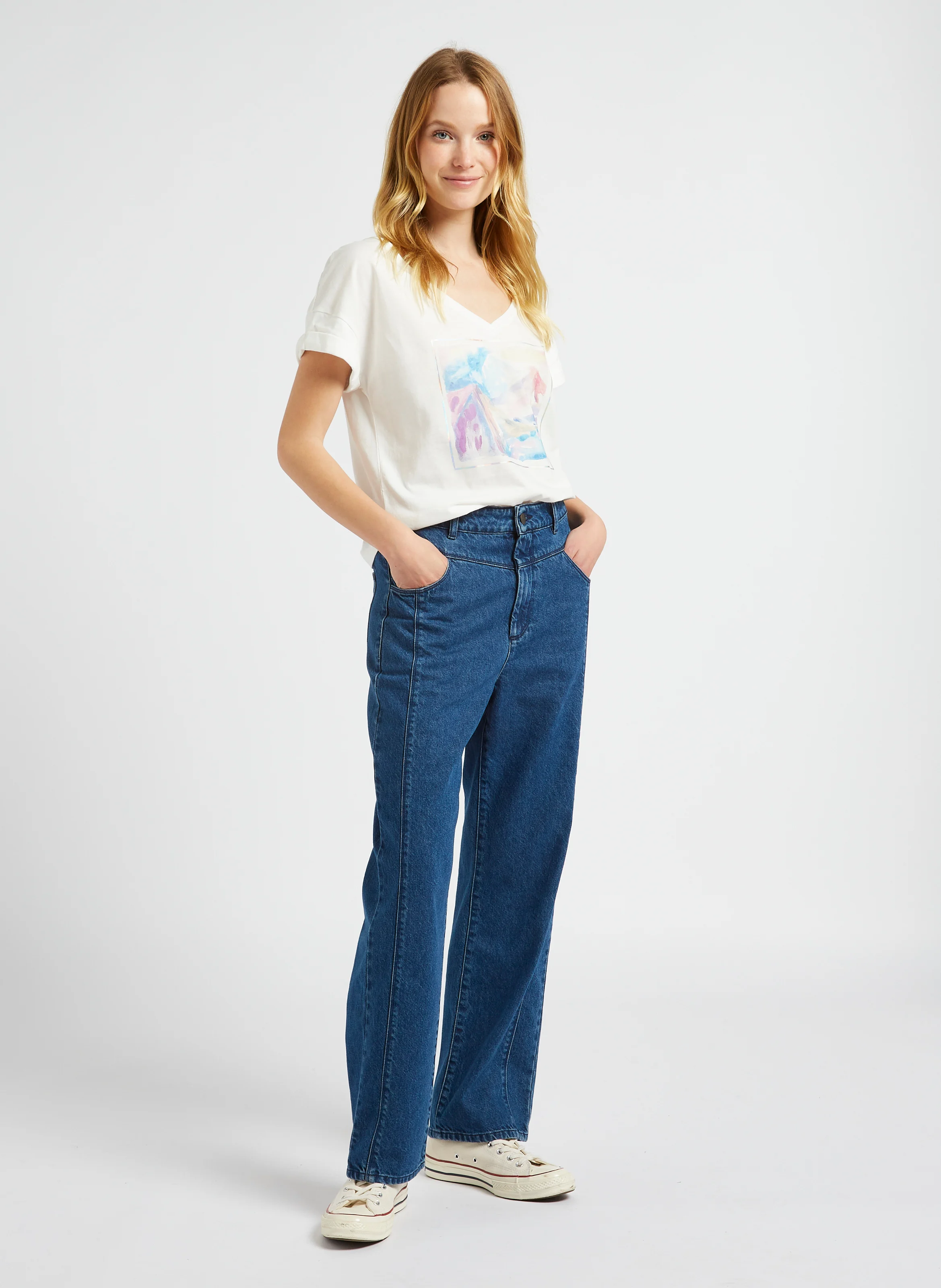 LE AVA - Jean droit en coton | Bleu