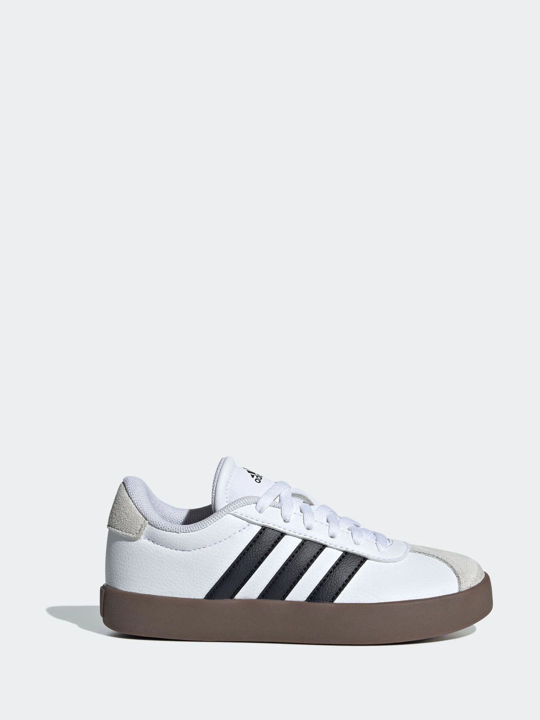 Wit/zwart - adidas Vl Court 3.0 Suède sneakers met veters voor kinderen