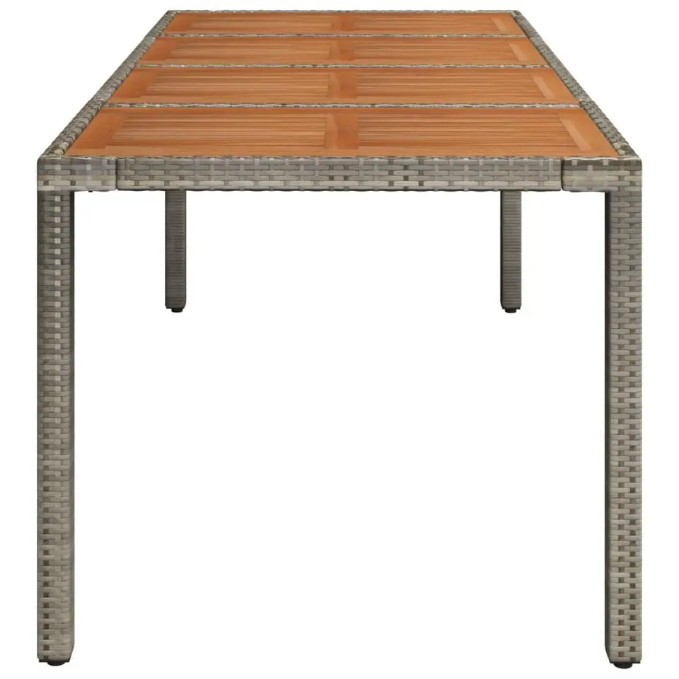 vidaXL - Tuintafel Met Houten Blad - Grijs - Poly rattan - 190 x 90 x 75 cm