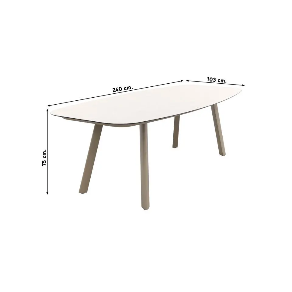 Taste Manolo tuintafel 240x103 cm. - Deens ovaal - Latte