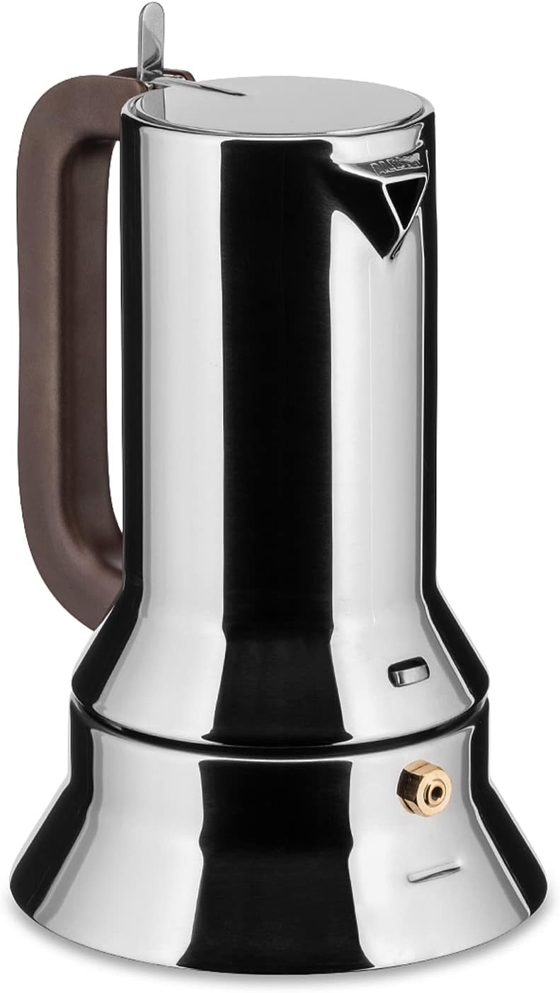 Alessi Espressomaschine 3.Tassen für Induktion Edelstahl, silber, 7 x 11.5 x 14 cm, 9090/3