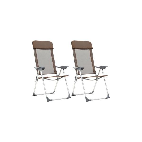 Cadeiras de Campismo Dobráveis 2 Pcs Alumínio Castanho - 44310