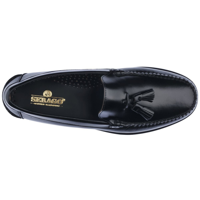CLASSIC WILL WIDE Black MOCASSIN-Mocassin à glands homme en cuir pleine fleur coloris noir