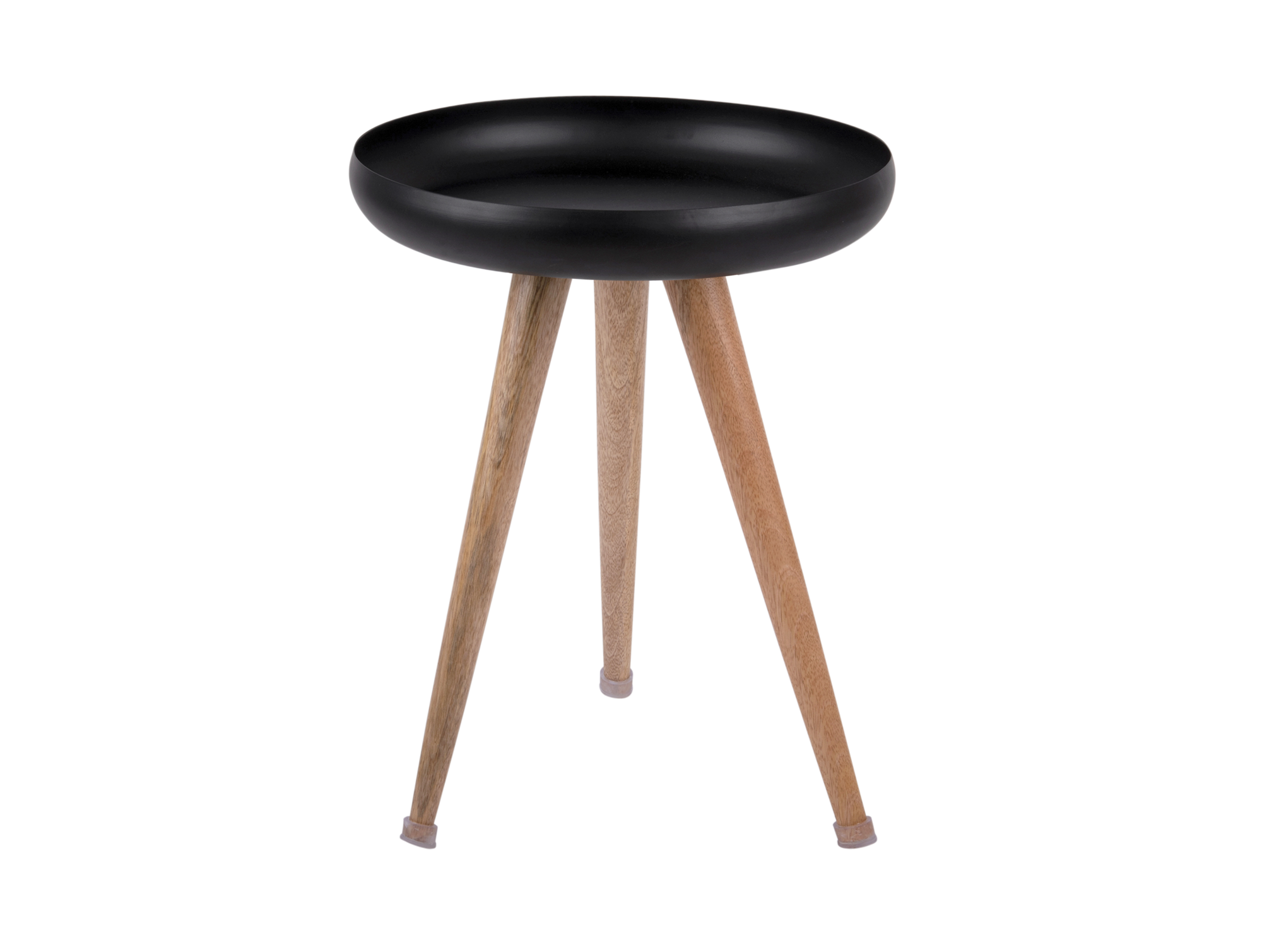 Table set Tripod metal black, mango wood legs