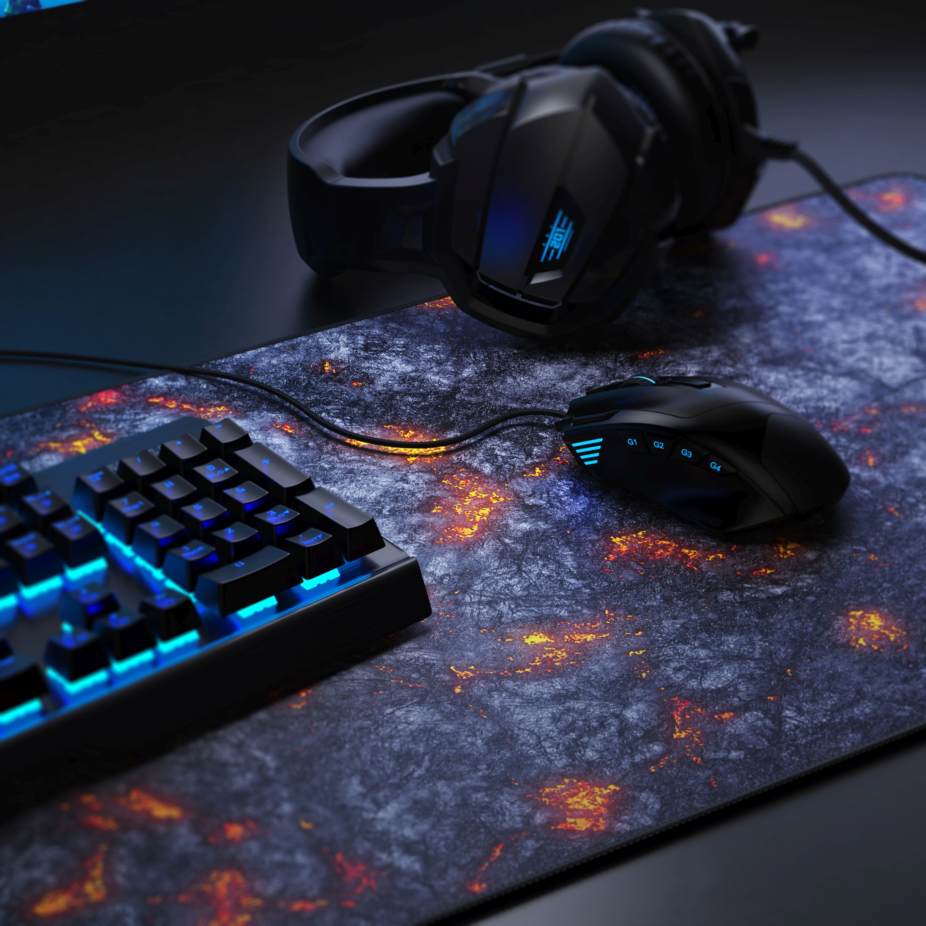 Titanwolf Gaming Mauspad, XXXL Speed Mousepad 1200 x 400 mm, Geschwindigkeit & Präzision, Lava