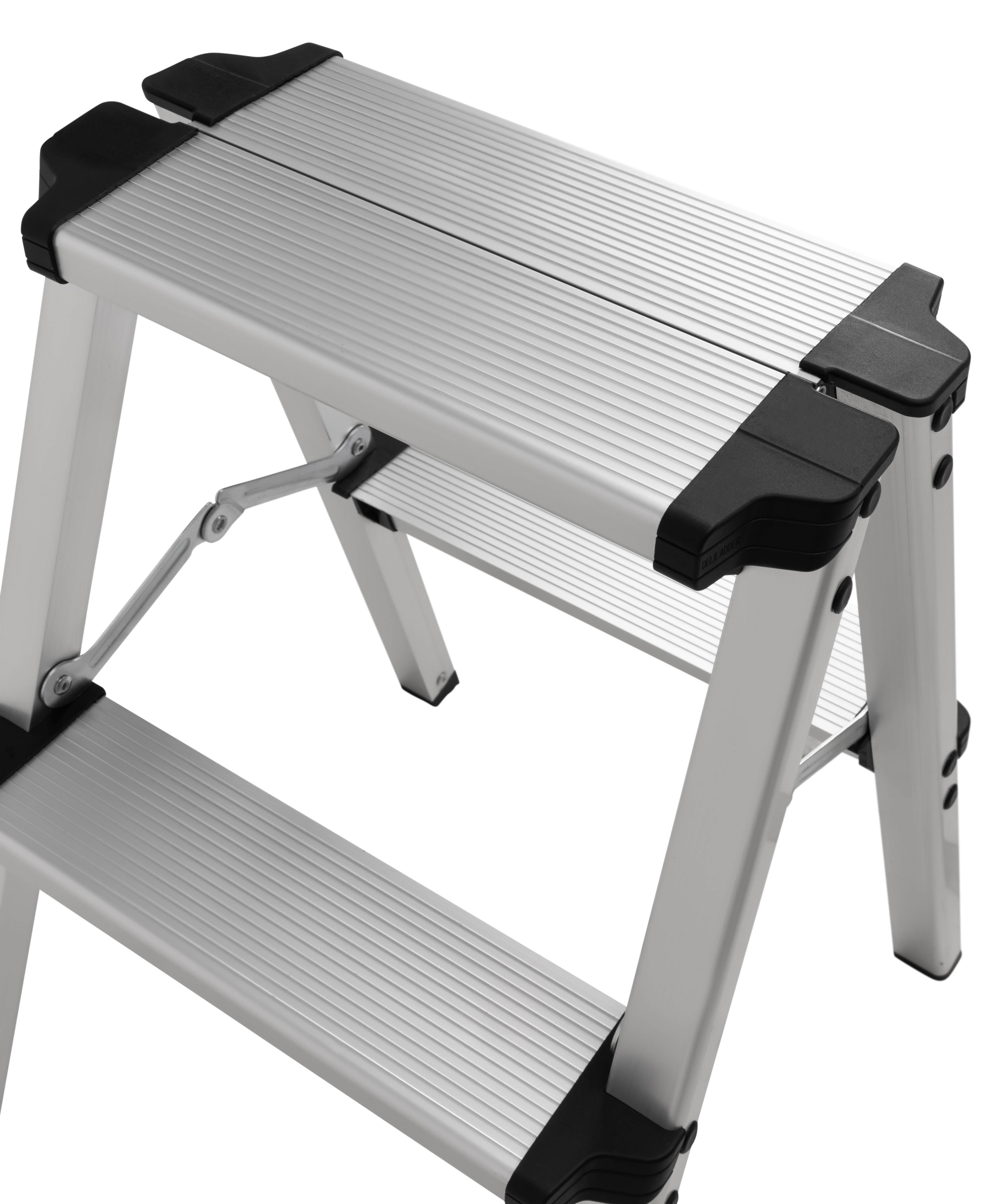 Craftfull Trittleiter CF-131A, 2-5 Stufen, Doppel-Klapptritt aus Aluminium, Anti-Rutsch, klappbar (2 x 2 Stufen)