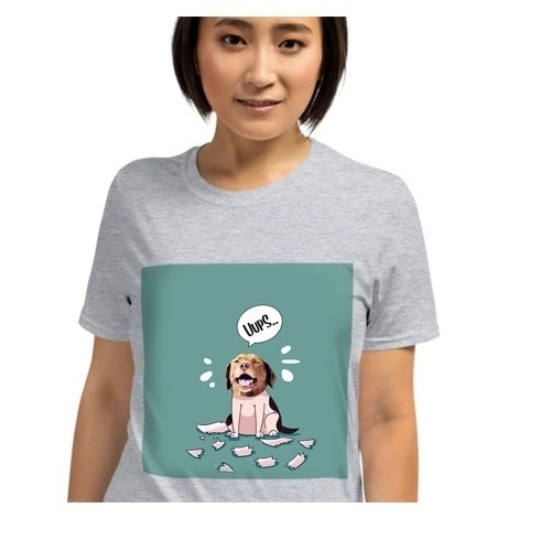 Camiseta feminina Mascochula, personalizada com a foto do seu pet cinza.