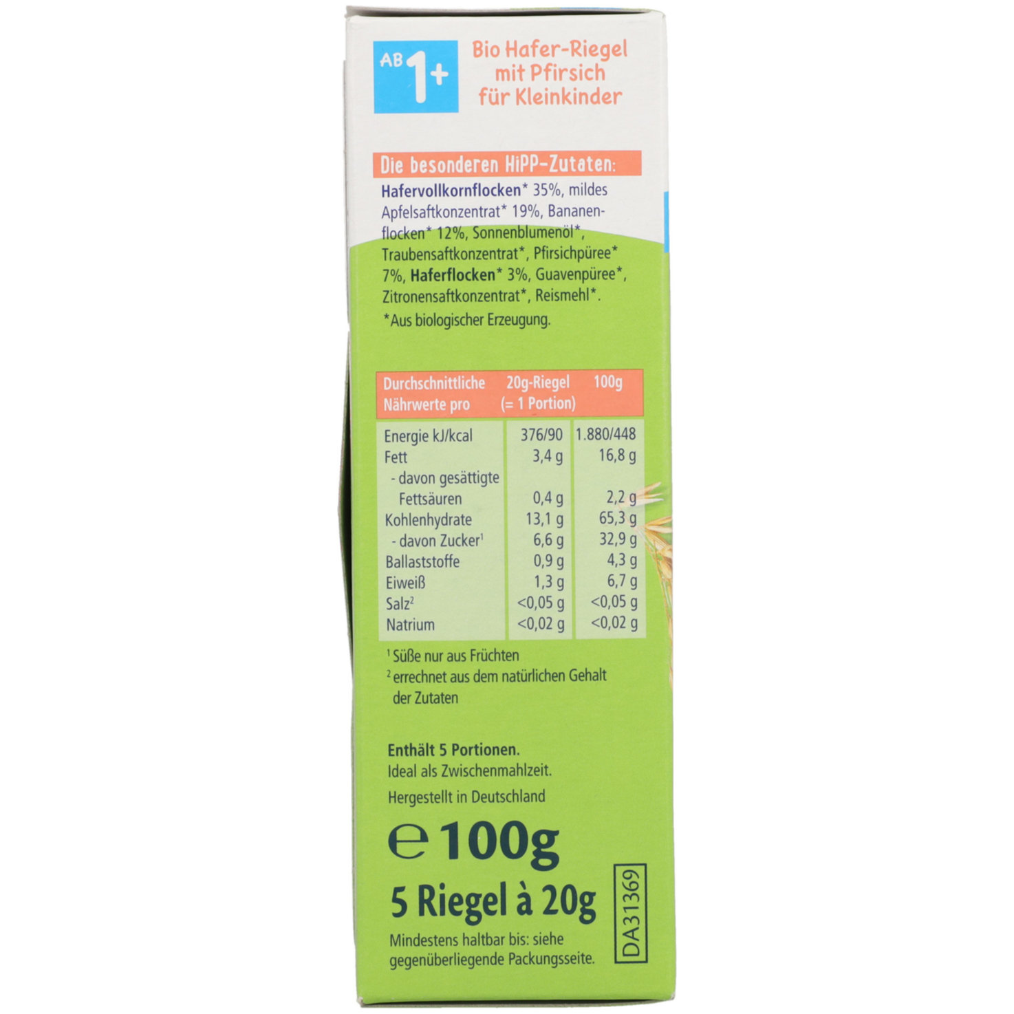 Hipp Hafer Riegel Pfirsich 12+ Monate