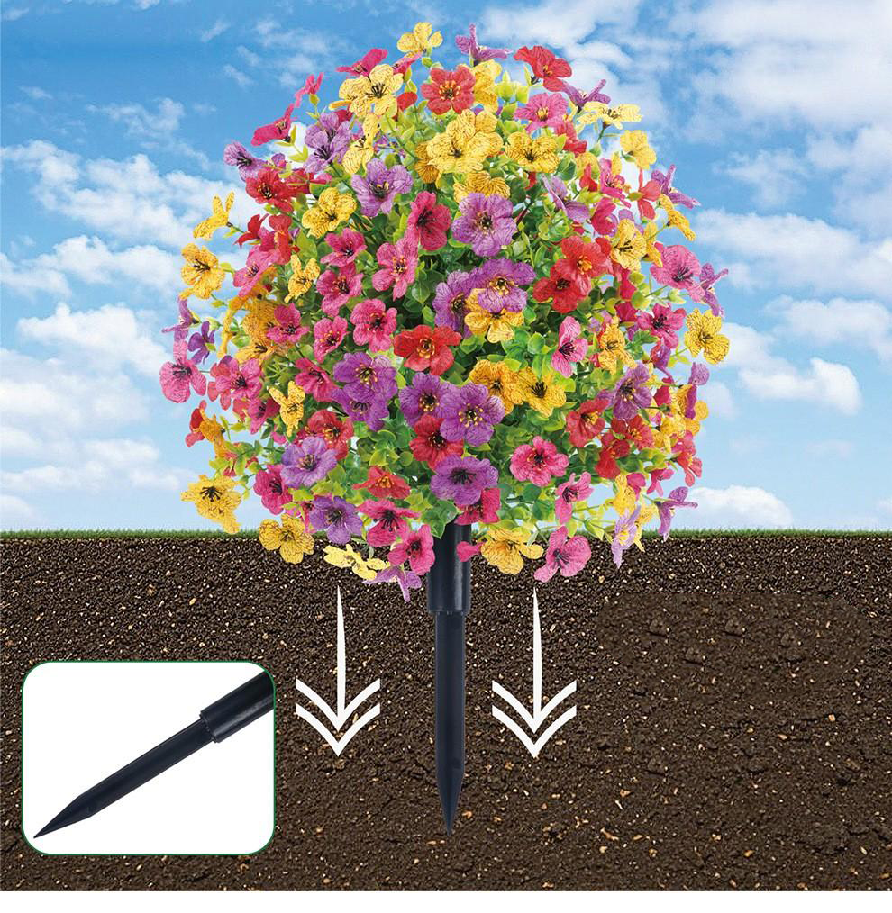 (35cm) Deko Kunstpflanze Zauberglöckchen Home Blumenstrauss mit Erdspiess - Bunt
