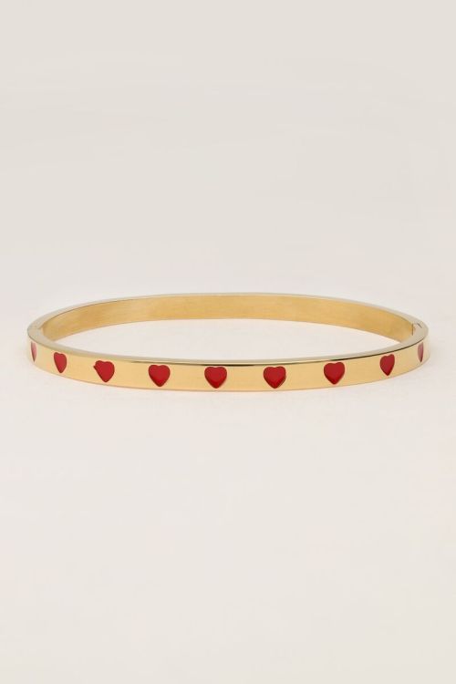 Bangle met rode hartjes