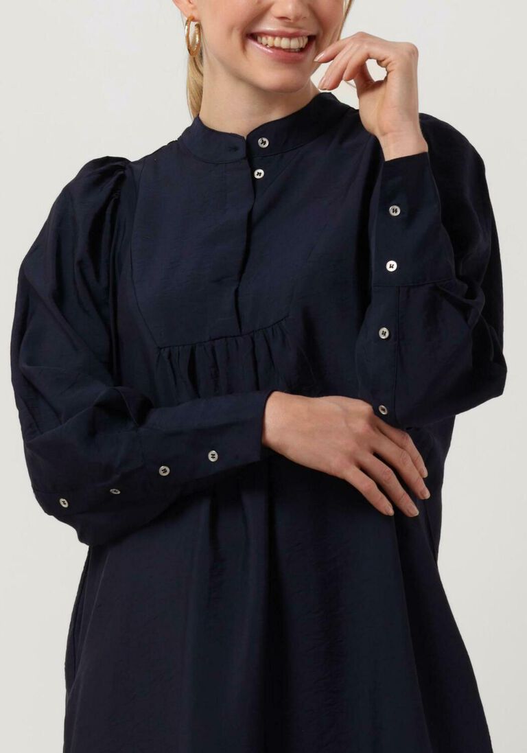 donkerblauwe co'couture midi jurk callum volume dress