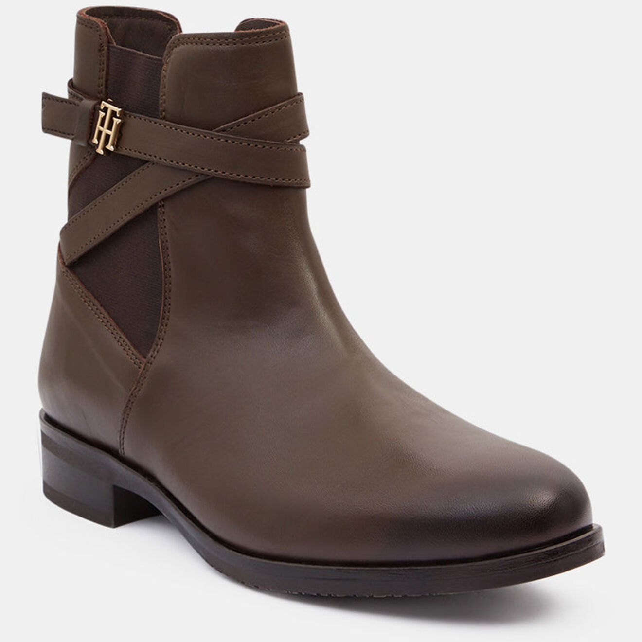 Tommy Hilfiger Bottines en Cuir Hardware Belt marron