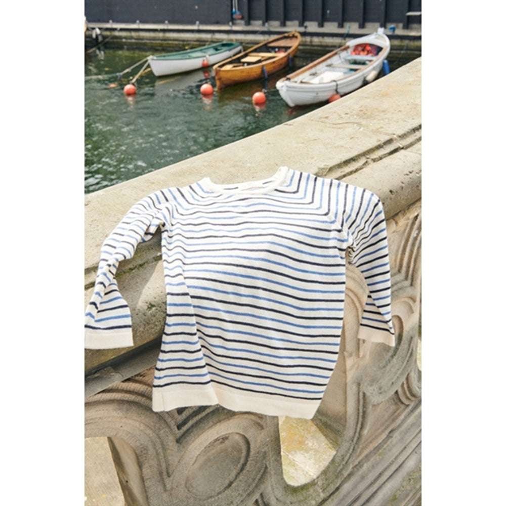 Køb Copenhagen Colors Cream/Navy/Sky Blue Comb. Strik Bluse