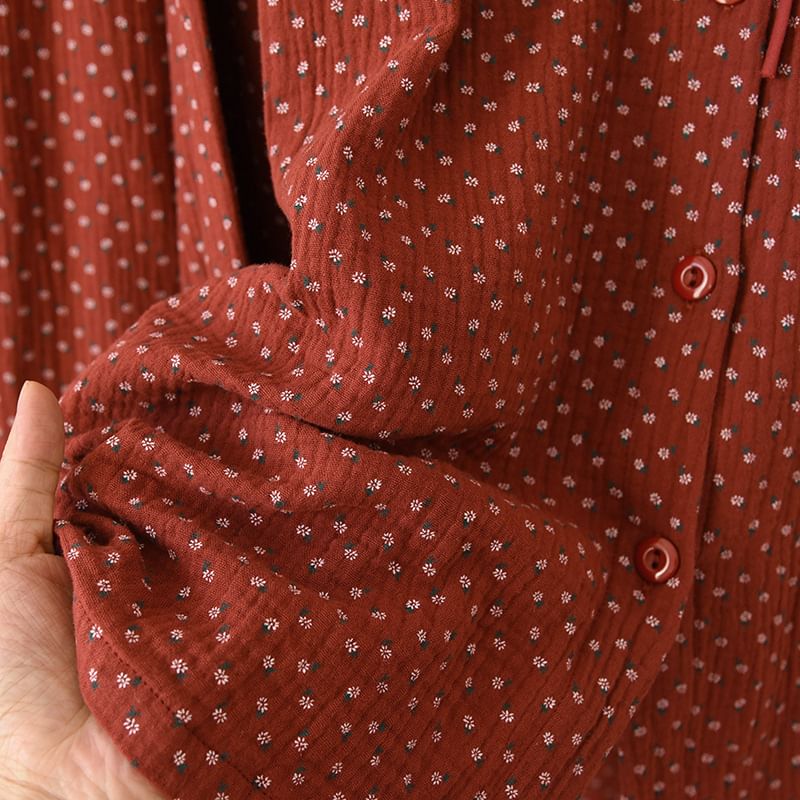 Somnus - Pyjamaset: Top met lange mouwen en bloemenprint + broek