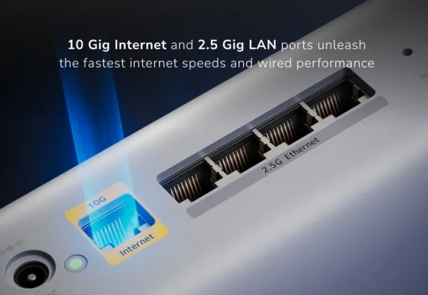 NETGEAR Orbi 870 Series RBE873 - Wi-Fi-system - (router, 2 extendere) - op til 9000 sq.ft - mesh 10GbE, 2.5GbE, Wi-Fi 7 Multi-Band