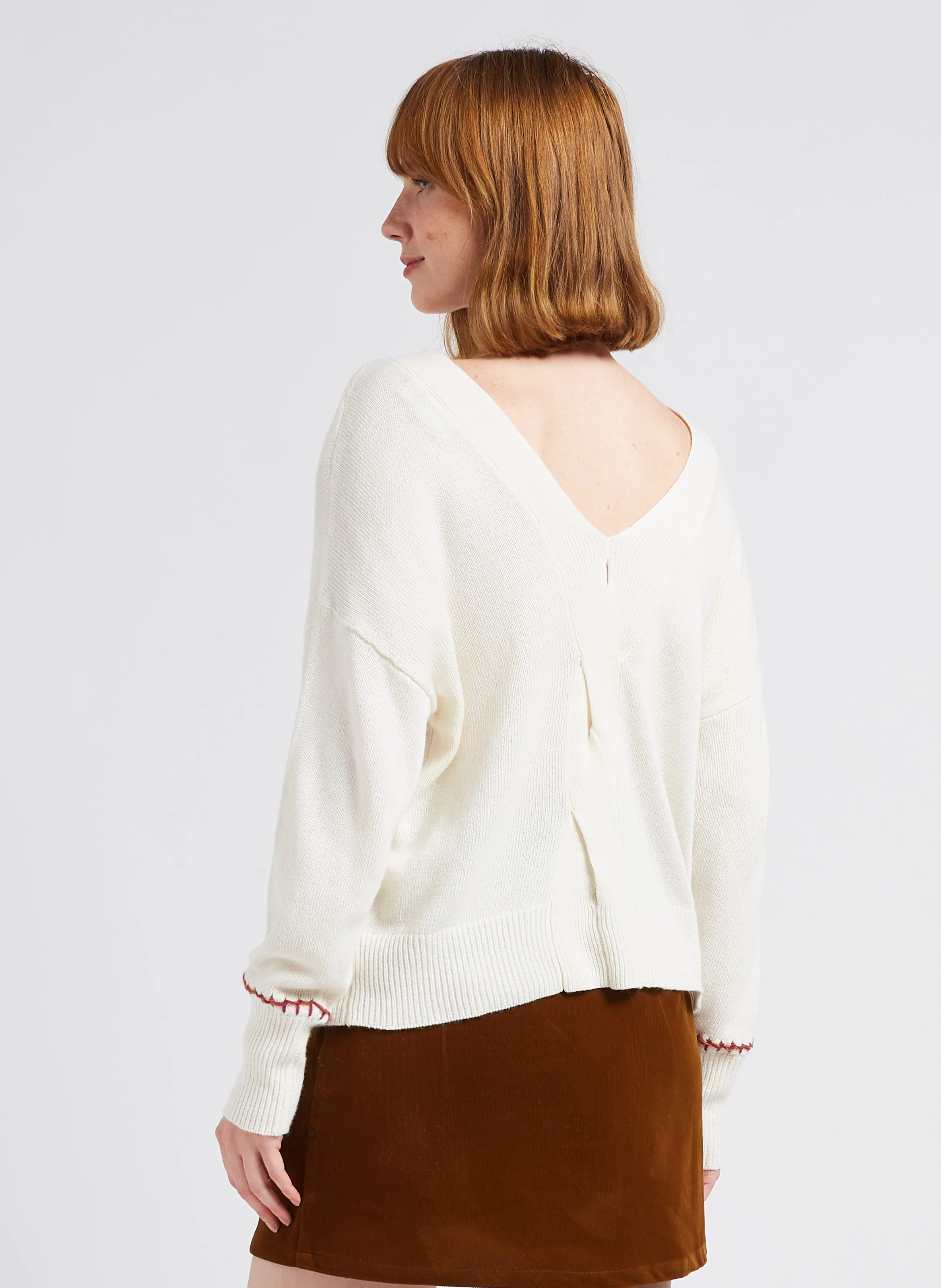 ROCA - Pull ample à décolleté en V | Beige