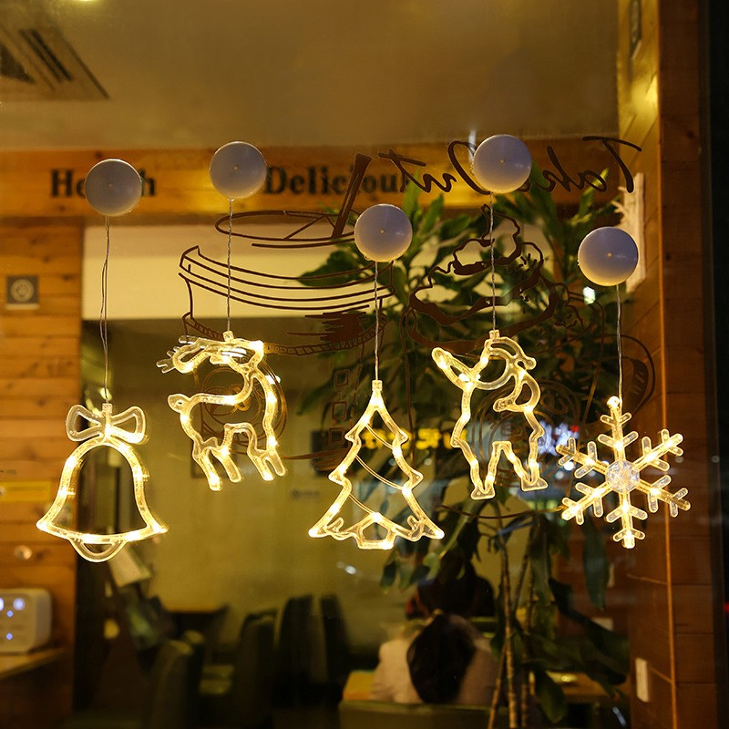 (19x12cm) Weihnachts LED Deko Christmas Fenster Beleuchtung mit Saugnapf (Batteriebetrieben) - Rentier