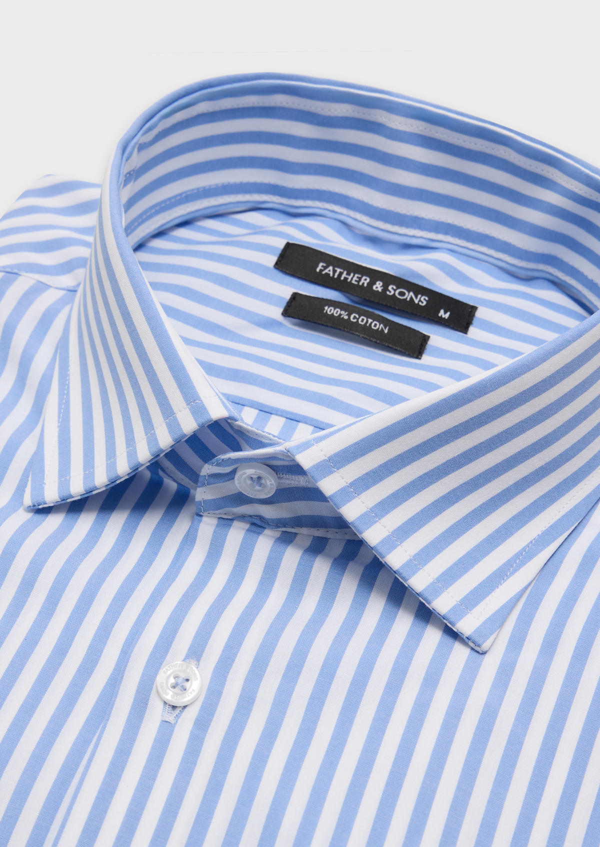 Chemise habillée Slim en popeline de coton blanc à rayures bleues