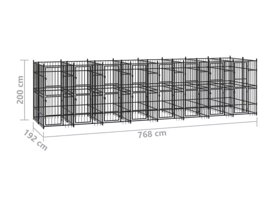 Chenil cage enclos pac noire 768 x 192 x 200 cm 02_0041792
