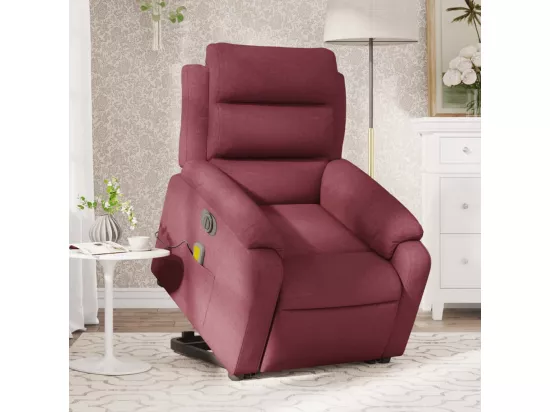 Fauteuil inclinable massant électrique Rouge bordeaux Tissu