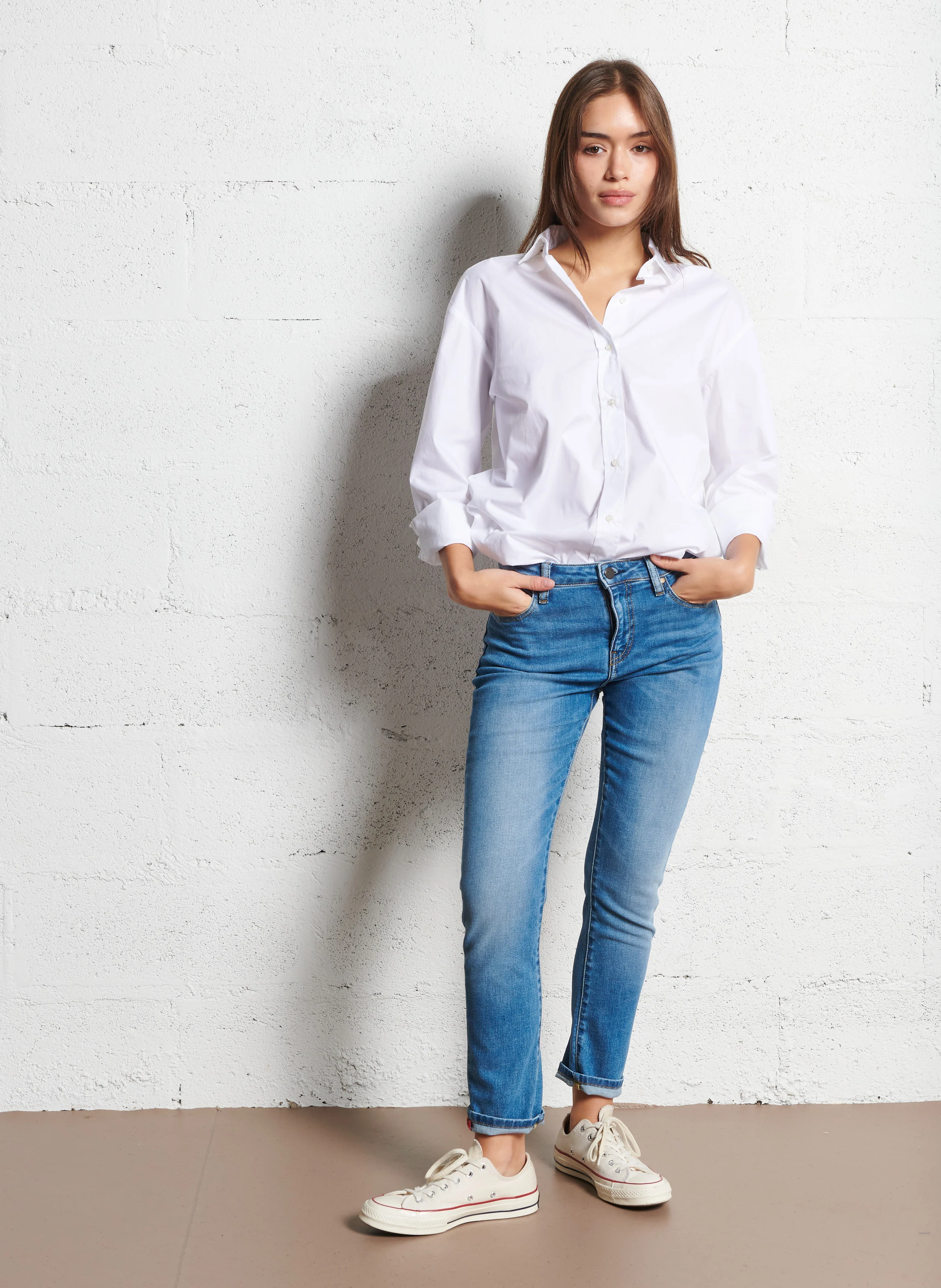 CRYSTAL - Jean slim en coton mélangé | Bleu