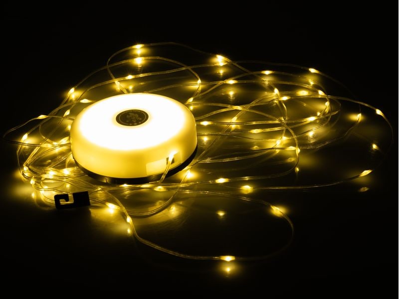 FTM Campinglampe RGB mit Powerbank LED-Campinglampe mit warmweissem und farbigem Licht