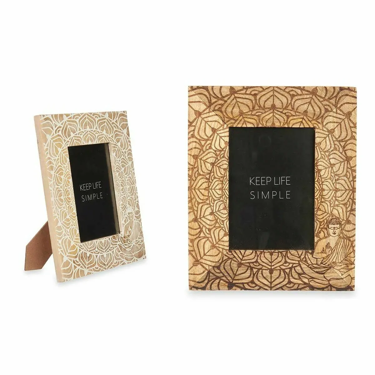 Gift Decor Cadre photo Blanc Marron Bois de manguier